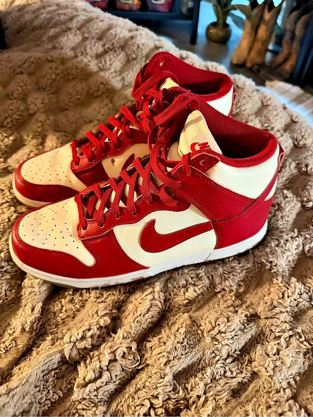 Nike Dunk High Retro "Championship Red" Red & White Sneakers